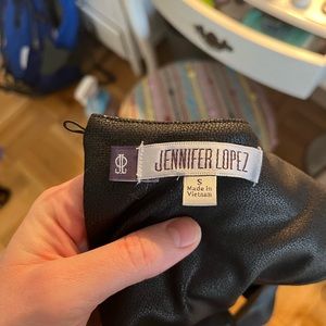 BLACK JENNIFER LOPEZ LEATHER TOP